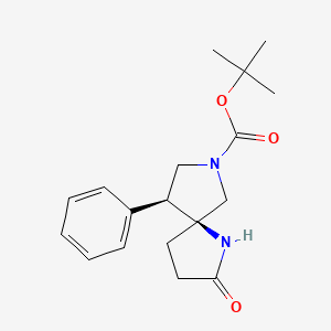 molecular formula C18H24N2O3 B2385641 Rcemic-(5S,9S)-Tert-Butyl 2-Oxo-9-Phenyl-1,7-Diazaspiro[4.4]Nonane-7-Carboxylate CAS No. 1251003-15-2