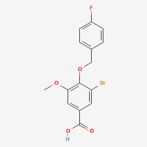 molecular formula C15H12BrFO4 B2385667 3-Bromo-4-[(4-fluorobenzyl)oxy]-5-methoxybenzoic acid CAS No. 872197-40-5