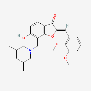 molecular formula C25H29NO5 B2385675 (Z)-2-(2,3-dimethoxybenzylidene)-7-((3,5-dimethylpiperidin-1-yl)methyl)-6-hydroxybenzofuran-3(2H)-one CAS No. 929456-43-9