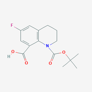 B2385689 6-Fluoro-1-[(2-methylpropan-2-yl)oxycarbonyl]-3,4-dihydro-2H-quinoline-8-carboxylic acid CAS No. 2248274-95-3