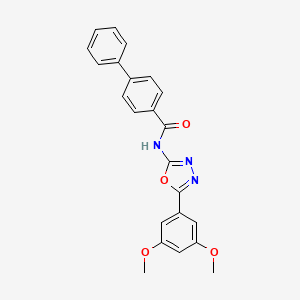 molecular formula C23H19N3O4 B2385703 N-[5-(3,5-dimethoxyphenyl)-1,3,4-oxadiazol-2-yl]-4-phenylbenzamide CAS No. 865286-89-1