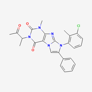 molecular formula C25H22ClN5O3 B2385709 8-(3-chloro-2-methylphenyl)-1-methyl-3-(3-oxobutan-2-yl)-7-phenyl-1H-imidazo[2,1-f]purine-2,4(3H,8H)-dione CAS No. 886899-09-8