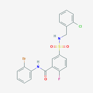 molecular formula C20H15BrClFN2O3S B2385717 N-(2-bromophenyl)-5-(N-(2-chlorobenzyl)sulfamoyl)-2-fluorobenzamide CAS No. 451513-15-8