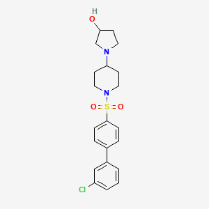 molecular formula C21H25ClN2O3S B2385718 1-(1-((3'-氯-[1,1'-联苯]-4-基)磺酰基)哌啶-4-基)吡咯烷-3-醇 CAS No. 1448056-62-9