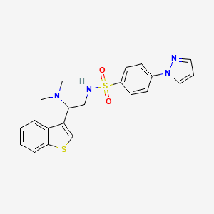 molecular formula C21H22N4O2S2 B2385726 N-(2-(benzo[b]thiophen-3-yl)-2-(dimethylamino)ethyl)-4-(1H-pyrazol-1-yl)benzenesulfonamide CAS No. 2034300-65-5