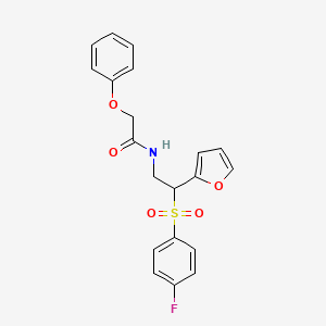 molecular formula C20H18FNO5S B2385727 2-苯氧基乙酰氨基-N-(2-((4-氟苯基)磺酰基)-2-(呋喃-2-基)乙基) CAS No. 896308-98-8