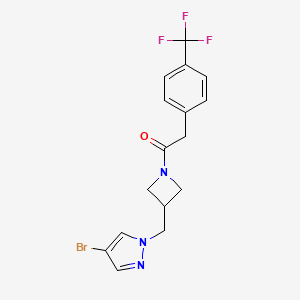 molecular formula C16H15BrF3N3O B2385734 1-[3-[(4-Bromopyrazol-1-yl)methyl]azetidin-1-yl]-2-[4-(trifluoromethyl)phenyl]ethanone CAS No. 2415509-19-0