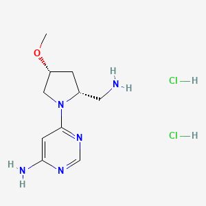 molecular formula C10H19Cl2N5O B2385736 6-[(2R,4R)-2-(氨甲基)-4-甲氧基吡咯烷-1-基]嘧啶-4-胺二盐酸盐 CAS No. 2173637-59-5