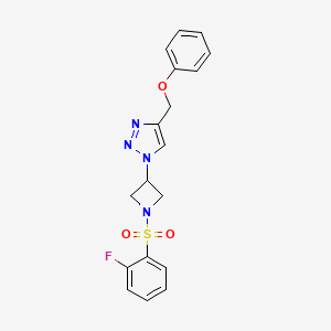 molecular formula C18H17FN4O3S B2385744 1-(1-((2-fluorophenyl)sulfonyl)azetidin-3-yl)-4-(phenoxymethyl)-1H-1,2,3-triazole CAS No. 2034406-42-1