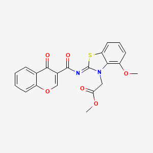 molecular formula C21H16N2O6S B2385749 (Z)-methyl 2-(4-methoxy-2-((4-oxo-4H-chromene-3-carbonyl)imino)benzo[d]thiazol-3(2H)-yl)acetate CAS No. 892835-82-4