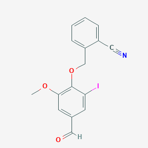 molecular formula C16H12INO3 B2385751 2-[(4-Formyl-2-iodo-6-methoxyphenoxy)methyl]benzonitrile CAS No. 443289-44-9