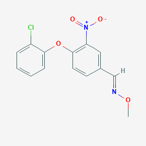 molecular formula C14H11ClN2O4 B2385754 (E)-{[4-(2-chlorophenoxy)-3-nitrophenyl]methylidene}(methoxy)amine CAS No. 338403-53-5