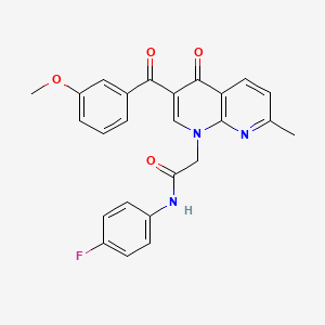 molecular formula C25H20FN3O4 B2385756 N-(4-fluorophenyl)-2-(3-(3-methoxybenzoyl)-7-methyl-4-oxo-1,8-naphthyridin-1(4H)-yl)acetamide CAS No. 894890-33-6