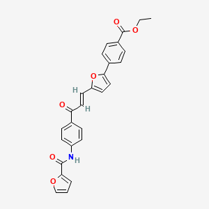 molecular formula C27H21NO6 B2385762 ETHYL 4-{5-[(1E)-3-[4-(FURAN-2-AMIDO)PHENYL]-3-OXOPROP-1-EN-1-YL]FURAN-2-YL}BENZOATE CAS No. 627067-93-0