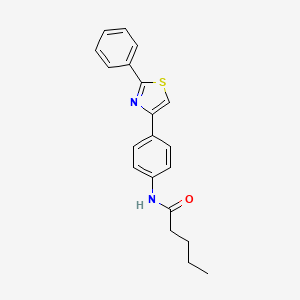 molecular formula C20H20N2OS B2385764 N-[4-(2-phenyl-1,3-thiazol-4-yl)phenyl]pentanamide CAS No. 352329-76-1