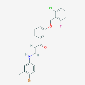molecular formula C23H18BrClFNO2 B2385766 (E)-3-(4-bromo-3-methylanilino)-1-[3-[(2-chloro-6-fluorophenyl)methoxy]phenyl]prop-2-en-1-one CAS No. 478039-68-8