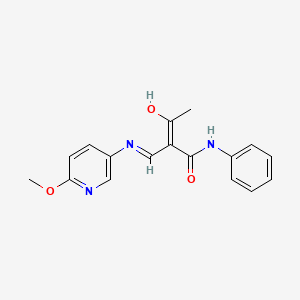 2-Acetyl-3-((6-methoxy(3-pyridyl))amino)-N-phenylprop-2-enamide