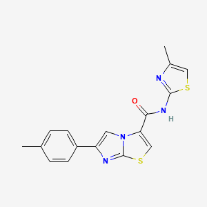 molecular formula C17H14N4OS2 B2385790 N-(4-methylthiazol-2-yl)-6-(p-tolyl)imidazo[2,1-b]thiazole-3-carboxamide CAS No. 1049371-10-9