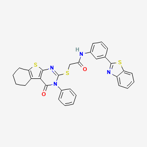 N-[3-(1,3-benzothiazol-2-yl)phenyl]-2-[(4-oxo-3-phenyl-5,6,7,8-tetrahydro-[1]benzothiolo[2,3-d]pyrimidin-2-yl)sulfanyl]acetamide