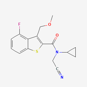 molecular formula C16H15FN2O2S B2385793 N-(cyanomethyl)-N-cyclopropyl-4-fluoro-3-(methoxymethyl)-1-benzothiophene-2-carboxamide CAS No. 1427938-26-8