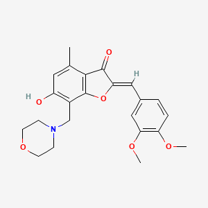 molecular formula C23H25NO6 B2385804 (2Z)-2-[(3,4-dimethoxyphenyl)methylidene]-6-hydroxy-4-methyl-7-(morpholin-4-ylmethyl)-1-benzofuran-3-one CAS No. 904004-82-6