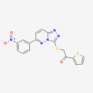 molecular formula C17H11N5O3S2 B2385809 2-[[6-(3-硝基苯基)-[1,2,4]三唑并[4,3-b]哒嗪-3-基]硫代]-1-噻吩-2-基乙酮 CAS No. 891123-55-0