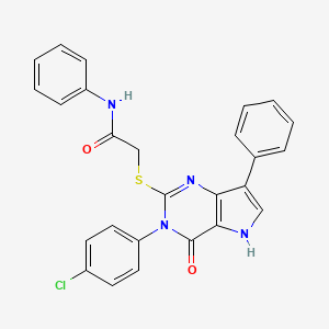 molecular formula C26H19ClN4O2S B2385811 2-((3-(4-chlorophenyl)-4-oxo-7-phenyl-4,5-dihydro-3H-pyrrolo[3,2-d]pyrimidin-2-yl)thio)-N-phenylacetamide CAS No. 2034588-68-4