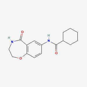 molecular formula C16H20N2O3 B2385815 N-(5-氧代-2,3,4,5-四氢苯并[f][1,4]恶二杂环-7-基)环己烷甲酰胺 CAS No. 922129-81-5