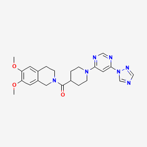 molecular formula C23H27N7O3 B2385820 (1-(6-(1H-1,2,4-三唑-1-基)嘧啶-4-基)哌啶-4-基)(6,7-二甲氧基-3,4-二氢异喹啉-2(1H)-基)甲酮 CAS No. 1798039-90-3