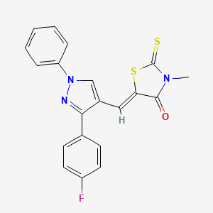 molecular formula C20H14FN3OS2 B2385825 (5Z)-5-[[3-(4-fluorophenyl)-1-phenylpyrazol-4-yl]methylidene]-3-methyl-2-sulfanylidene-1,3-thiazolidin-4-one CAS No. 312314-11-7