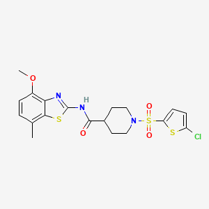 molecular formula C19H20ClN3O4S3 B2385830 1-((5-chlorothiophen-2-yl)sulfonyl)-N-(4-methoxy-7-methylbenzo[d]thiazol-2-yl)piperidine-4-carboxamide CAS No. 899732-39-9