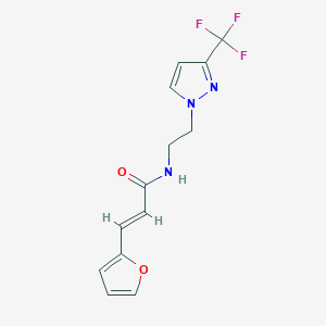 molecular formula C13H12F3N3O2 B2385834 (E)-3-(furan-2-yl)-N-(2-(3-(trifluoromethyl)-1H-pyrazol-1-yl)ethyl)acrylamide CAS No. 1448140-12-2