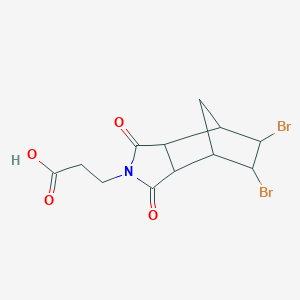 molecular formula C12H13Br2NO4 B2385840 3-(5,6-dibromo-1,3-dioxooctahydro-2H-4,7-methanoisoindol-2-yl)propanoic acid CAS No. 386702-30-3