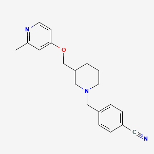 molecular formula C20H23N3O B2385845 4-[[3-[(2-Methylpyridin-4-yl)oxymethyl]piperidin-1-yl]methyl]benzonitrile CAS No. 2379996-78-6