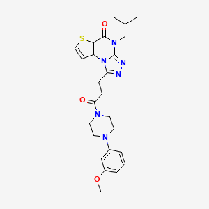 molecular formula C25H30N6O3S B2385846 4-异丁基-1-(3-(4-(3-甲氧苯基)哌嗪-1-基)-3-氧代丙基)噻吩[2,3-e][1,2,4]三唑并[4,3-a]嘧啶-5(4H)-酮 CAS No. 1216648-96-2
