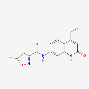 molecular formula C16H15N3O3 B2385849 N-(4-乙基-2-氧代-1,2-二氢喹啉-7-基)-5-甲基异恶唑-3-甲酰胺 CAS No. 1251687-21-4