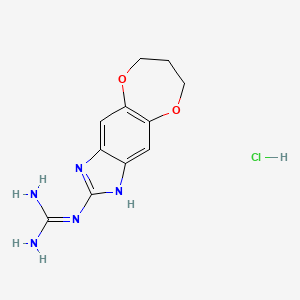 molecular formula C11H14ClN5O2 B2385856 2-(7,8-Dihydro-1h,6h-[1,4]dioxepino[2',3':4,5]benzo[1,2-d]imidazol-2-yl)guanidine hydrochloride CAS No. 1052544-48-5