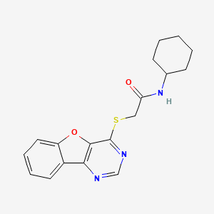 molecular formula C18H19N3O2S B2385859 2-([1]benzofuro[3,2-d]pyrimidin-4-ylsulfanyl)-N-cyclohexylacetamide CAS No. 845664-53-1