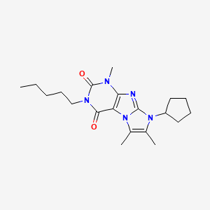 molecular formula C20H29N5O2 B2385867 6-Cyclopentyl-4,7,8-trimethyl-2-pentylpurino[7,8-a]imidazole-1,3-dione CAS No. 923427-57-0