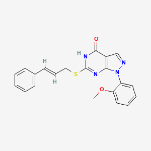 molecular formula C21H18N4O2S B2385872 6-(cinnamylthio)-1-(2-methoxyphenyl)-1H-pyrazolo[3,4-d]pyrimidin-4(5H)-one CAS No. 946262-88-0