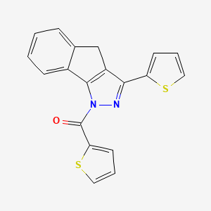 molecular formula C19H12N2OS2 B2385882 噻吩-2-基-(3-噻吩-2-基-4H-茚并[1,2-c]吡唑-1-基)甲酮 CAS No. 1024154-08-2