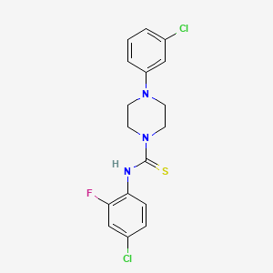 molecular formula C17H16Cl2FN3S B2385888 N-(4-chloro-2-fluorophenyl)-4-(3-chlorophenyl)piperazine-1-carbothioamide CAS No. 637325-44-1