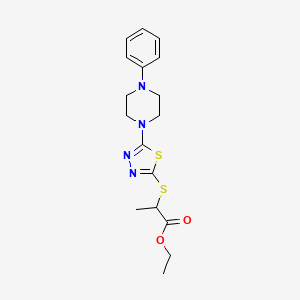 molecular formula C17H22N4O2S2 B2385900 Ethyl 2-((5-(4-phenylpiperazin-1-yl)-1,3,4-thiadiazol-2-yl)thio)propanoate CAS No. 1105199-20-9