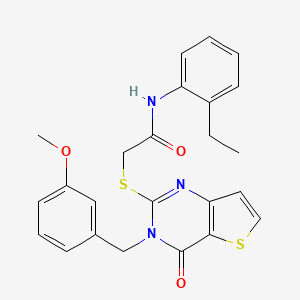 molecular formula C24H23N3O3S2 B2385916 N-(2-乙基苯基)-2-{[3-(3-甲氧基苄基)-4-氧代-3,4-二氢噻吩并[3,2-d]嘧啶-2-基]硫代}乙酰胺 CAS No. 1252904-63-4