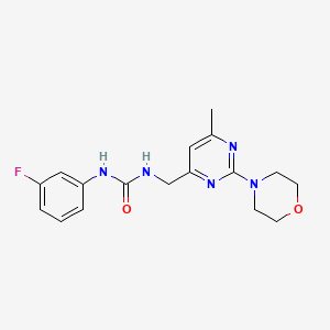 molecular formula C17H20FN5O2 B2385917 1-(3-Fluorophenyl)-3-((6-methyl-2-morpholinopyrimidin-4-yl)methyl)urea CAS No. 1797224-42-0