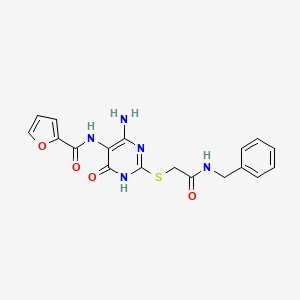 molecular formula C18H17N5O4S B2385918 N-(4-氨基-2-((2-(苄氨基)-2-氧代乙基)硫代)-6-氧代-1,6-二氢嘧啶-5-基)呋喃-2-甲酰胺 CAS No. 868226-41-9