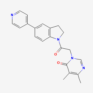 molecular formula C21H20N4O2 B2385919 5,6-dimethyl-3-(2-oxo-2-(5-(pyridin-4-yl)indolin-1-yl)ethyl)pyrimidin-4(3H)-one CAS No. 2034226-36-1