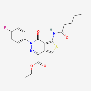 molecular formula C20H20FN3O4S B2385926 Ethyl 3-(4-fluorophenyl)-4-oxo-5-pentanamido-3,4-dihydrothieno[3,4-d]pyridazine-1-carboxylate CAS No. 851948-84-0