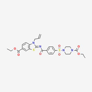 molecular formula C27H30N4O7S2 B2385930 (Z)-ethyl 3-allyl-2-((4-((4-(ethoxycarbonyl)piperazin-1-yl)sulfonyl)benzoyl)imino)-2,3-dihydrobenzo[d]thiazole-6-carboxylate CAS No. 865174-73-8