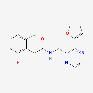 molecular formula C17H13ClFN3O2 B2385938 2-(2-chloro-6-fluorophenyl)-N-((3-(furan-2-yl)pyrazin-2-yl)methyl)acetamide CAS No. 2034300-84-8